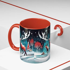 Mug - Christmas Coffee - Festive Reindeer Accent 11oz - Dipaliz