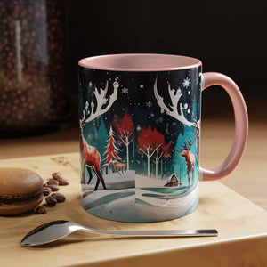 Mug - Christmas Coffee - Festive Reindeer Accent 11oz - Dipaliz