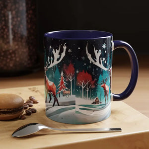 Mug - Christmas Coffee - Festive Reindeer Accent 11oz - Dipaliz