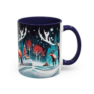 Mug - Christmas Coffee - Festive Reindeer Accent 11oz - Dipaliz