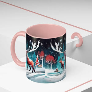 Mug - Christmas Coffee - Festive Reindeer Accent 11oz - Dipaliz