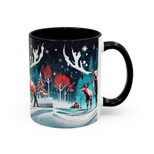 Mug - Christmas Coffee - Festive Reindeer Accent 11oz - Dipaliz