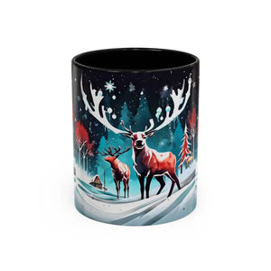 Mug - Christmas Coffee - Festive Reindeer Accent 11oz - Dipaliz