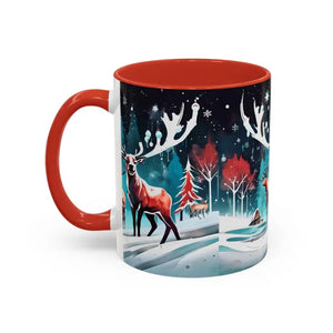 Mug - Christmas Coffee - Festive Reindeer Accent 11oz - Dipaliz