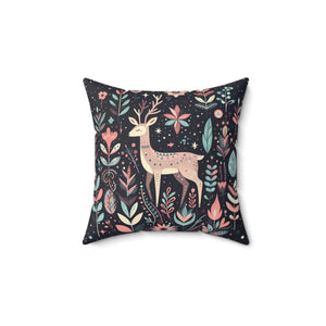 Floral Reindeer Polyester Square Pillows - Dipaliz - Throw