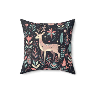 Floral Reindeer Polyester Square Pillows - Dipaliz - Throw