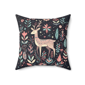 Floral Reindeer Polyester Square Pillows - Dipaliz - Throw