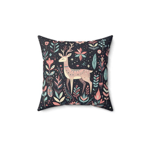 Floral Reindeer Polyester Square Pillows - Dipaliz - Throw