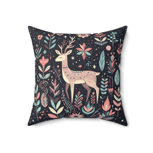 Floral Reindeer Polyester Square Pillows - Dipaliz - Throw