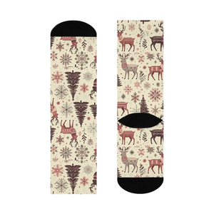 Cozy Christmas Crew Socks - Reindeer Patterns - Dipaliz