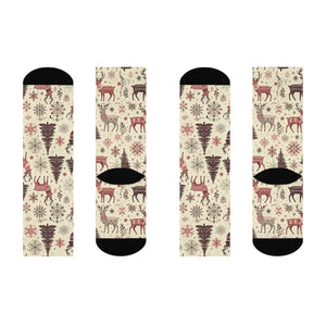 Cozy Christmas Crew Socks - Reindeer Patterns - Dipaliz