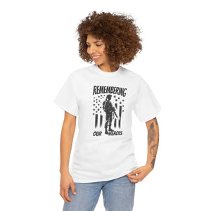 Honor American Heroes Heavy Cotton Tee Patriotic Style - Dipaliz - T-shirts