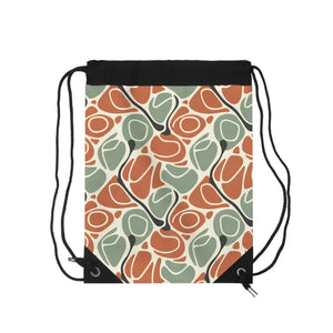 Bags - Retro Abstract Floral Drawstring Bag - Olive Terracotta - Dipaliz one Size