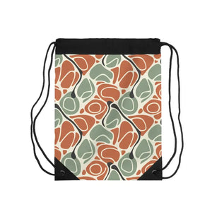Bags - Retro Abstract Floral Drawstring Bag - Olive Terracotta - Dipaliz one Size