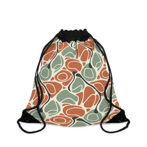 Bags - Retro Abstract Floral Drawstring Bag - Olive Terracotta - Dipaliz one Size