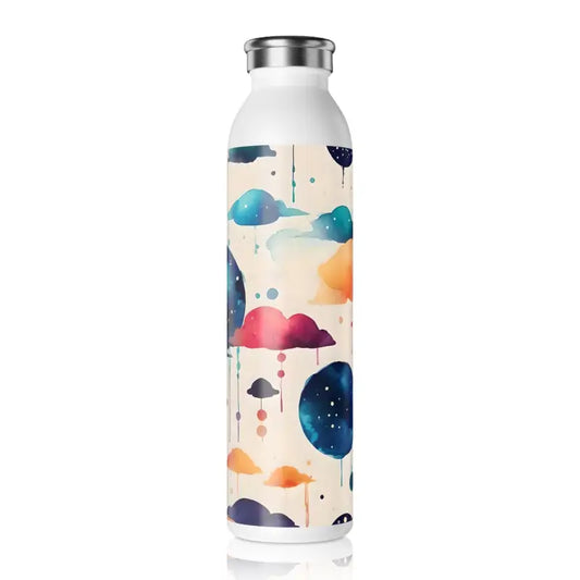 Retro Vibe: Slim Water Bottle with Abstract Flair - 20oz / White Mug