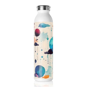Slim Water Bottle - Retro Abstract Pattern Art Design - Dipaliz - 20oz / White - Bottles