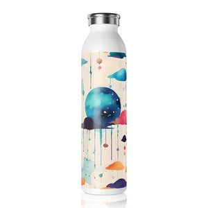 Slim Water Bottle - Retro Abstract Pattern Art Design - Dipaliz - 20oz / White - Bottles