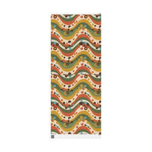 Retro Abstract Wave Wrapping Paper - Olive Green Mustard - Dipaliz - 30’’ x 72’’ / Matte
