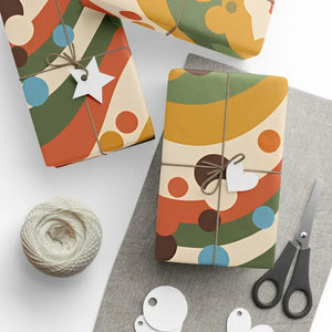 Retro Abstract Wave Wrapping Paper - Olive Green Mustard - Dipaliz