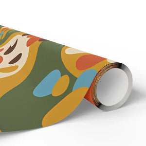 Retro Abstract Wave Wrapping Paper - Olive Green Mustard - Dipaliz