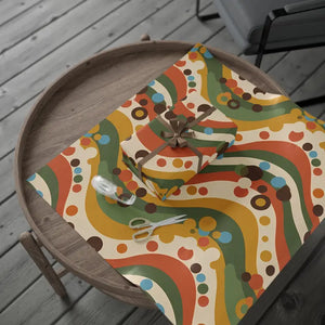 Retro Abstract Wave Wrapping Paper - Olive Green Mustard - Dipaliz