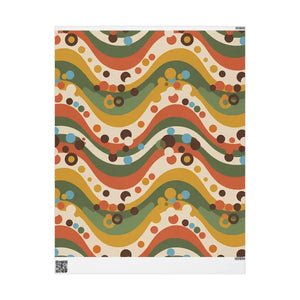 Retro Abstract Wave Wrapping Paper - Olive Green Mustard - Dipaliz - 30’’ x 36’’ / Matte