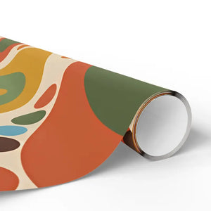 Retro Abstract Wave Wrapping Paper - Olive Green Mustard - Dipaliz