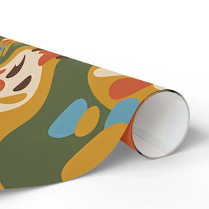 Retro Abstract Wave Wrapping Paper - Olive Green Mustard - Dipaliz