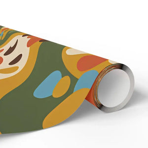 Retro Abstract Wave Wrapping Paper - Olive Green Mustard - Dipaliz