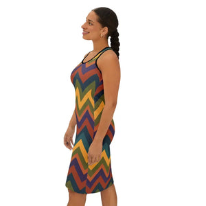 Tank Top - Retro Chevron Racerback Dress - Vintage Zigzag Print - Dipaliz