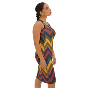 Tank Top - Retro Chevron Racerback Dress - Vintage Zigzag Print - Dipaliz