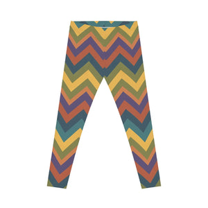 Retro Chevron Leggings - Colorful Zigzag All-over - Dipaliz - Xs