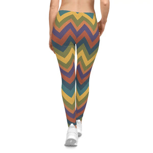 Retro Chevron Leggings - Colorful Zigzag All-over - Dipaliz - Xs