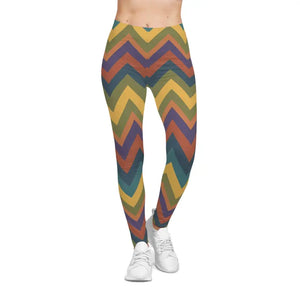 Leggings - Retro Chevron - Colorful Zigzag All-over Print - Dipaliz Xs / Seam Thread Color Automatically Matched