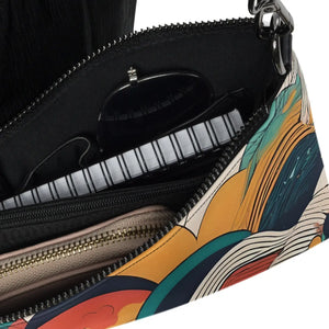 Vibrant Crossbody Bag - Retro Colored Abstract Faux Leather - Dipaliz - Cross Body Bags