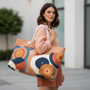 Retro Colored Circles Weekender Bag Large Canvas - Dipaliz - Luggage & Bags