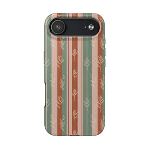 Retro Earth Tone Stripe Tough Phone Case, Hand-drawn Botanical Lines - Iphone 17 Air