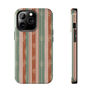 Retro Earth Tone Stripe Tough Phone Case, Hand-drawn Botanical Lines - Iphone 13 Pro