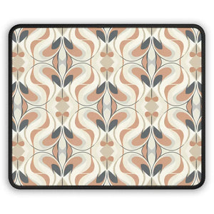 Retro Floral Gaming Mouse Pad - Beige Peach Geometric Design - Dipaliz - Rectangle / 9’’ × 7’’ - Computer Accessories