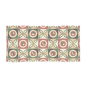 Home Decor - Retro Geometric Beach Towel - Vintage Tile Pattern - Dipaliz 36’’ × 72’’