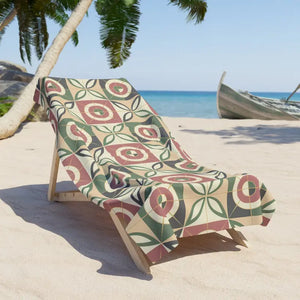 Home Decor - Retro Geometric Beach Towel - Vintage Tile Pattern - Dipaliz