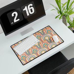 Retro Geometric Desk Mat, 70s-inspired Colorful Office Mouse Pad - Pads