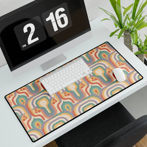 Retro Geometric Desk Mat, 70s-inspired Colorful Office Mouse Pad - Pads