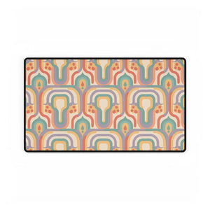Retro Geometric Desk Mat, 70s-inspired Colorful Office Mouse Pad - Pads