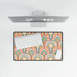 Retro Geometric Desk Mat, 70s-inspired Colorful Office Mouse Pad - Pads