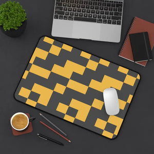 Retro Geometric Desk Mat - Yellow Pixel Pattern Neoprene - Dipaliz - 12’’ × 18’’ - Computer Accessories