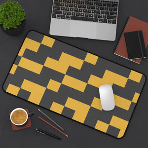 Retro Geometric Desk Mat - Yellow Pixel Pattern Neoprene - Dipaliz - Computer Accessories
