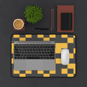 Retro Geometric Desk Mat - Yellow Pixel Pattern Neoprene - Dipaliz - Computer Accessories