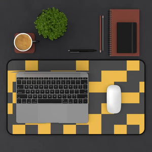 Retro Geometric Desk Mat - Yellow Pixel Pattern Neoprene - Dipaliz - Computer Accessories